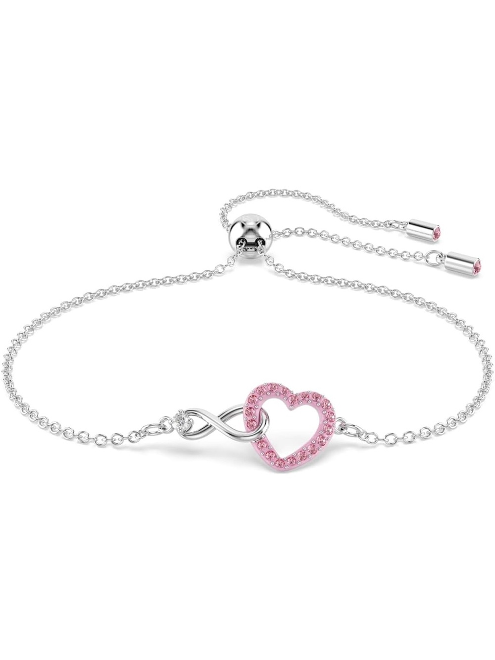 New Swarovski Pink Crystal Heart & Infinity Bracelet
